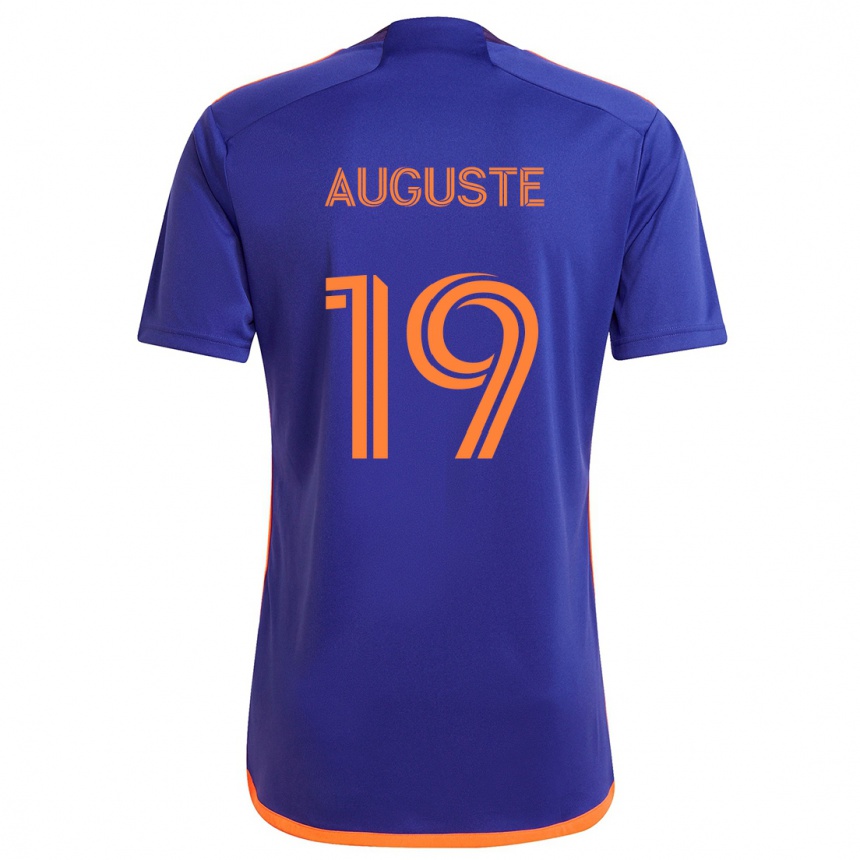 Kinder Fußball Charles Auguste #19 Lila Orange Auswärtstrikot Trikot 2024/25 T-Shirt Luxemburg