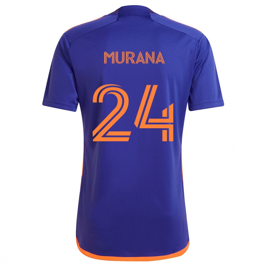 Kinder Fußball Mujeeb Murana #24 Lila Orange Auswärtstrikot Trikot 2024/25 T-Shirt Luxemburg