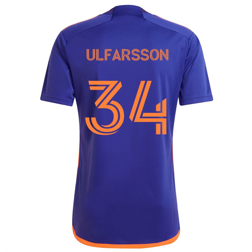 Kinder Fußball Thor Úlfarsson #34 Lila Orange Auswärtstrikot Trikot 2024/25 T-Shirt Luxemburg