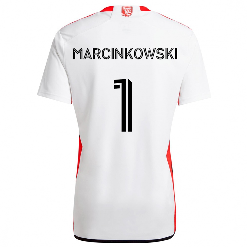 Kinder Fußball Jt Marcinkowski #1 Weiß Rot Auswärtstrikot Trikot 2024/25 T-Shirt Luxemburg