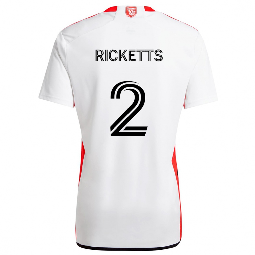 Kinder Fußball Jamar Ricketts #2 Weiß Rot Auswärtstrikot Trikot 2024/25 T-Shirt Luxemburg