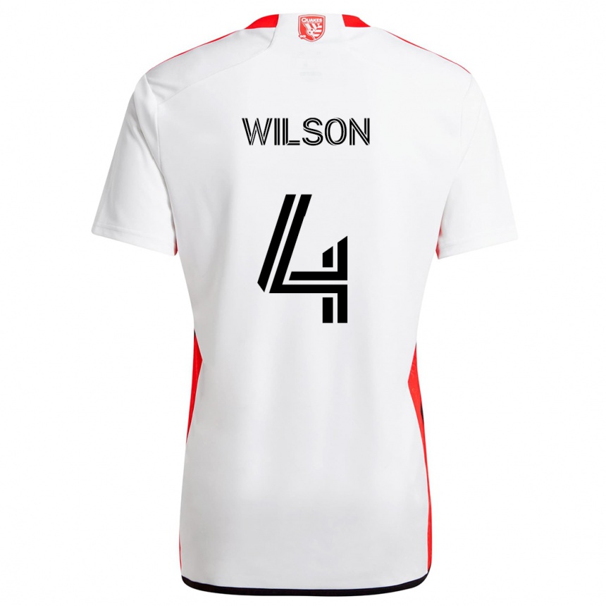 Kinder Fußball Bruno Wilson #4 Weiß Rot Auswärtstrikot Trikot 2024/25 T-Shirt Luxemburg