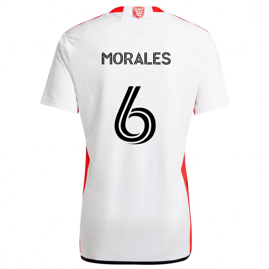 Kinder Fußball Alfredo Morales #6 Weiß Rot Auswärtstrikot Trikot 2024/25 T-Shirt Luxemburg