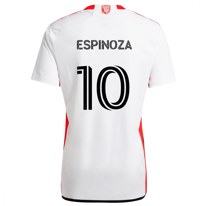 Kinder Fußball Cristian Espinoza #10 Weiß Rot Auswärtstrikot Trikot 2024/25 T-Shirt Luxemburg