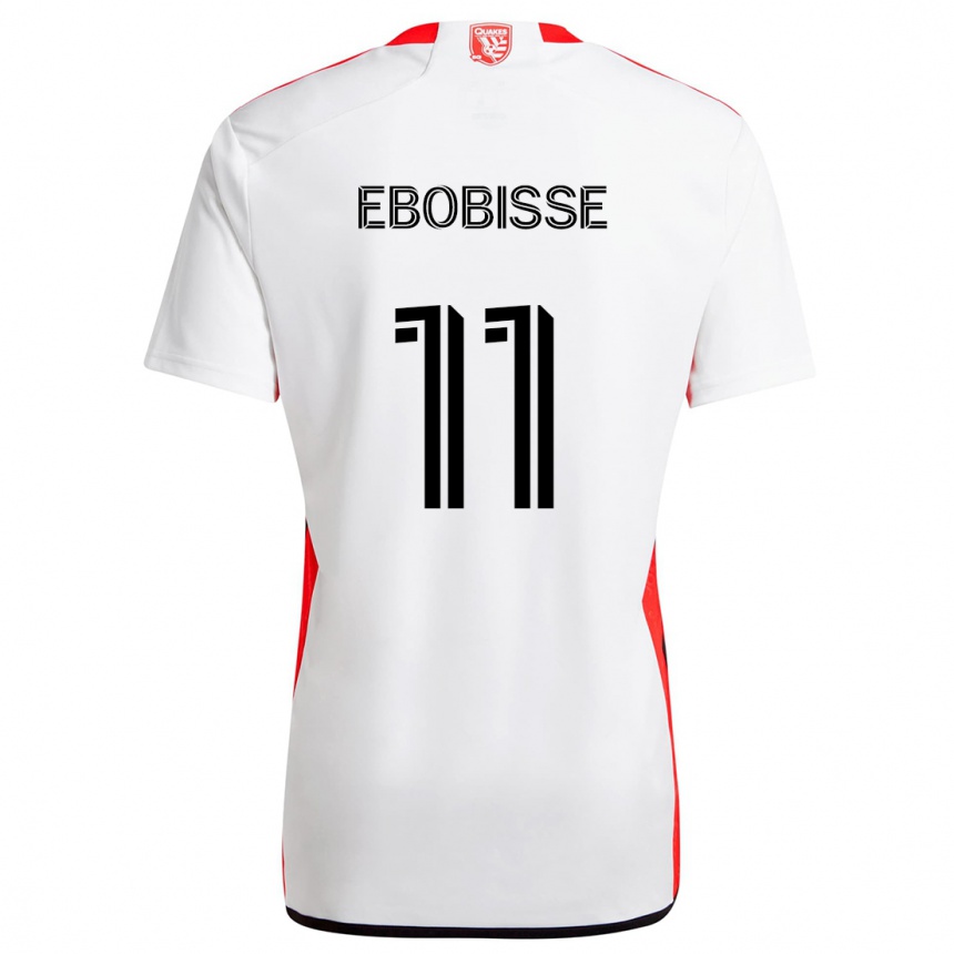 Kinder Fußball Jeremy Ebobisse #11 Weiß Rot Auswärtstrikot Trikot 2024/25 T-Shirt Luxemburg