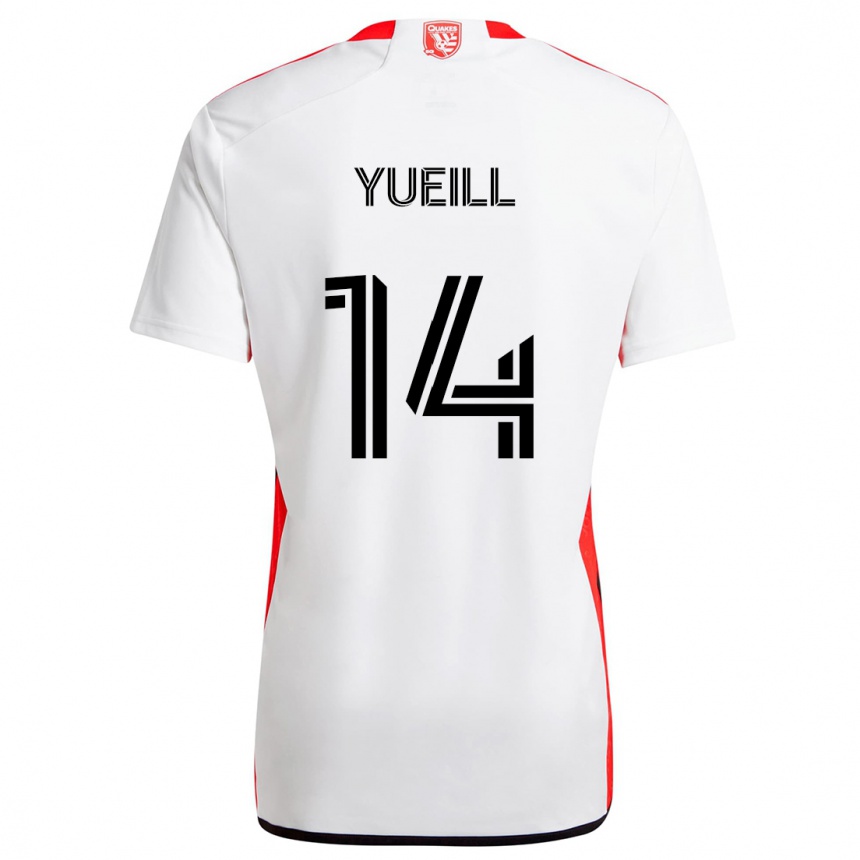 Kinder Fußball Jackson Yueill #14 Weiß Rot Auswärtstrikot Trikot 2024/25 T-Shirt Luxemburg