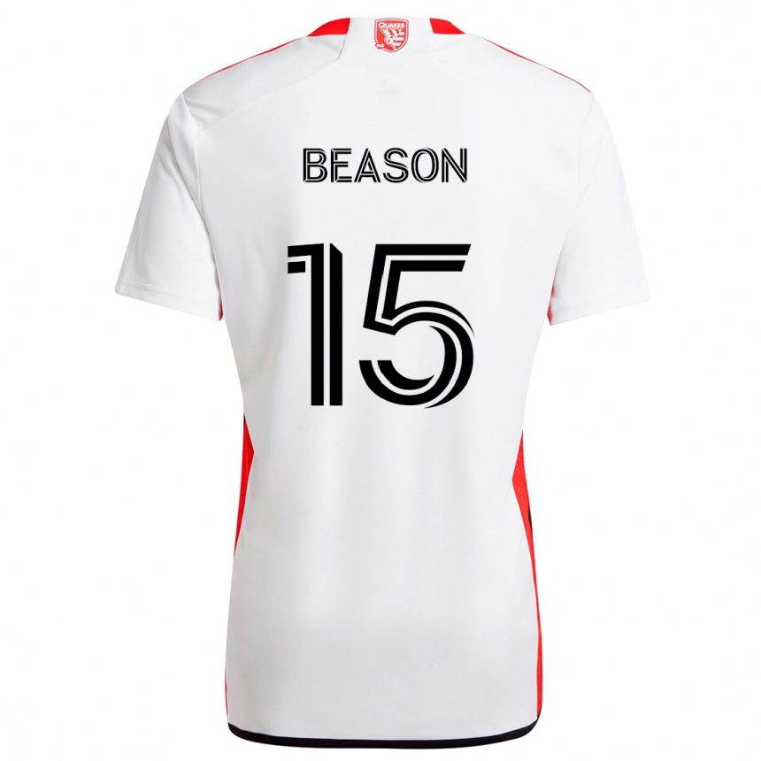 Kinder Fußball Tanner Beason #15 Weiß Rot Auswärtstrikot Trikot 2024/25 T-Shirt Luxemburg