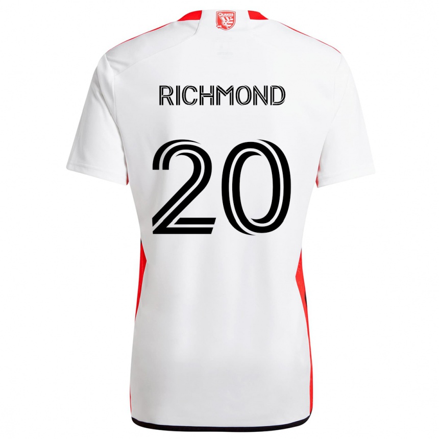 Kinder Fußball Will Richmond #20 Weiß Rot Auswärtstrikot Trikot 2024/25 T-Shirt Luxemburg