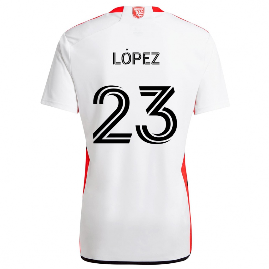 Kinder Fußball Hernán López #23 Weiß Rot Auswärtstrikot Trikot 2024/25 T-Shirt Luxemburg