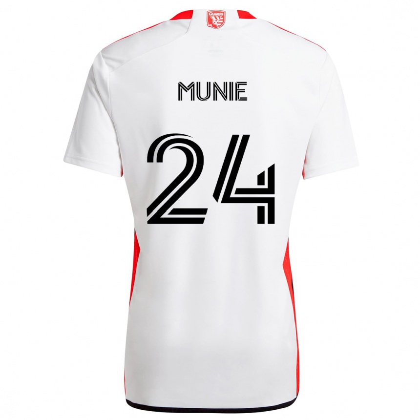 Kinder Fußball Daniel Munie #24 Weiß Rot Auswärtstrikot Trikot 2024/25 T-Shirt Luxemburg