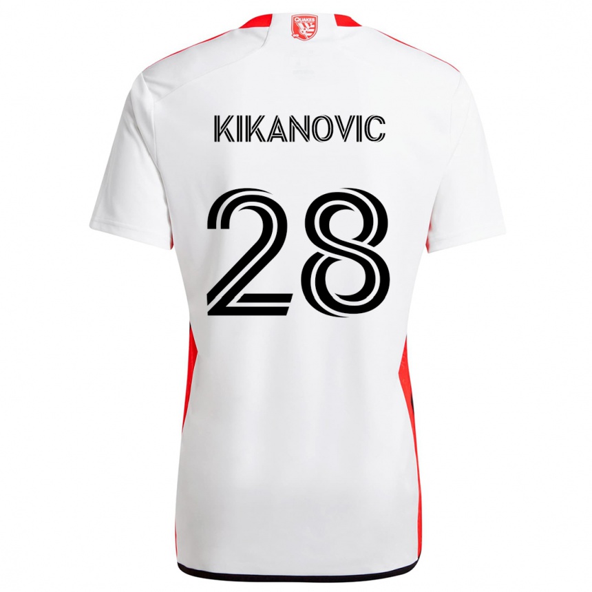 Kinder Fußball Benjamin Kikanovic #28 Weiß Rot Auswärtstrikot Trikot 2024/25 T-Shirt Luxemburg