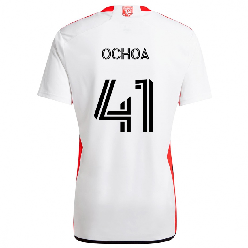 Kinder Fußball Emmanuel Ochoa #41 Weiß Rot Auswärtstrikot Trikot 2024/25 T-Shirt Luxemburg