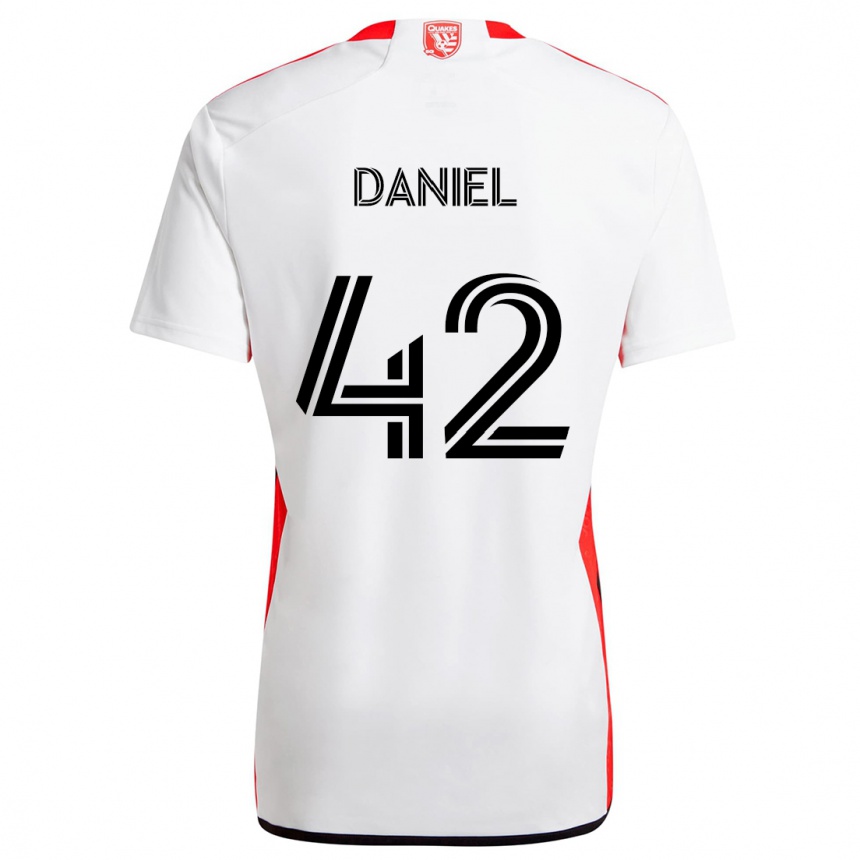 Kinder Fußball Daniel #42 Weiß Rot Auswärtstrikot Trikot 2024/25 T-Shirt Luxemburg