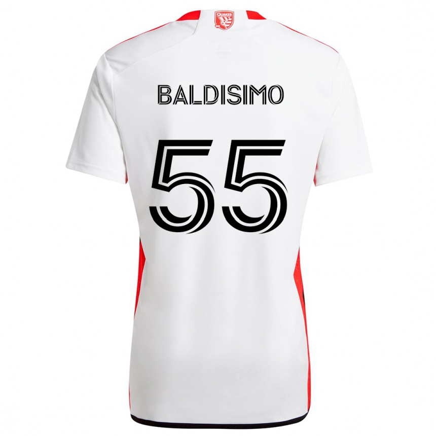 Kinder Fußball Michael Baldisimo #55 Weiß Rot Auswärtstrikot Trikot 2024/25 T-Shirt Luxemburg