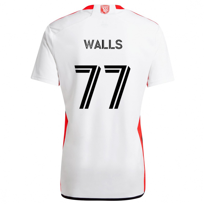 Kinder Fußball Casey Walls #77 Weiß Rot Auswärtstrikot Trikot 2024/25 T-Shirt Luxemburg