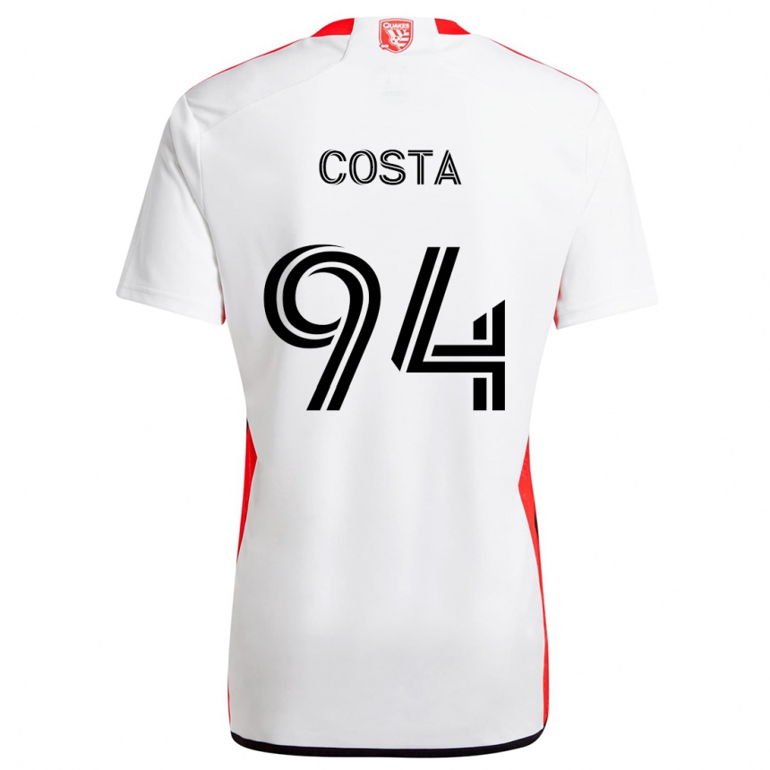 Kinder Fußball Vítor Costa #94 Weiß Rot Auswärtstrikot Trikot 2024/25 T-Shirt Luxemburg