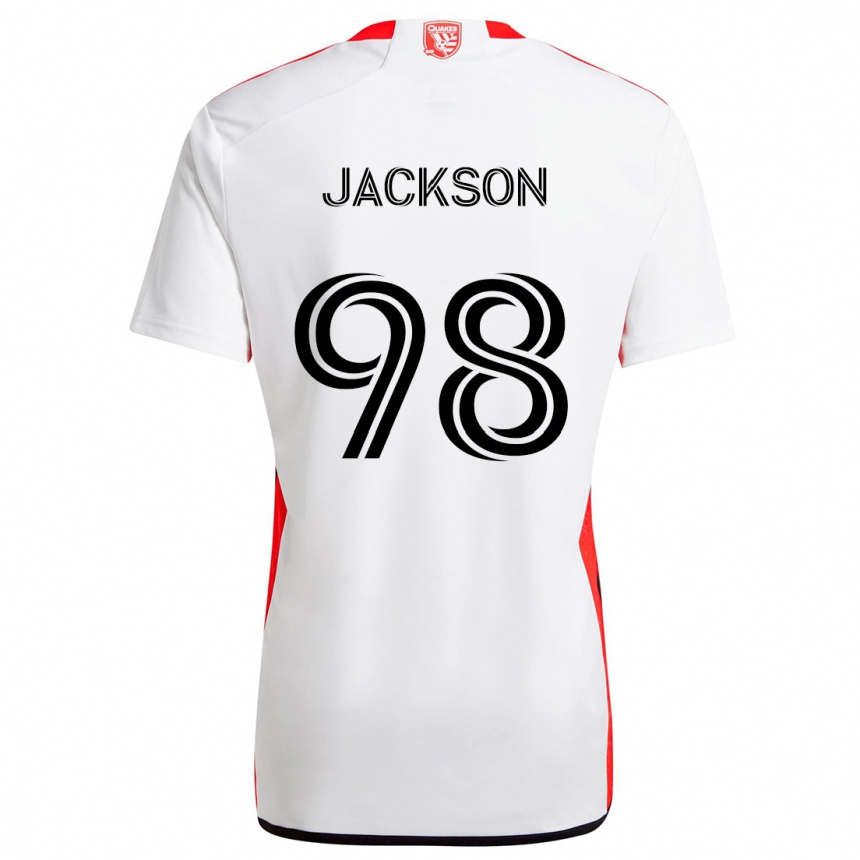 Kinder Fußball Jacob Jackson #98 Weiß Rot Auswärtstrikot Trikot 2024/25 T-Shirt Luxemburg