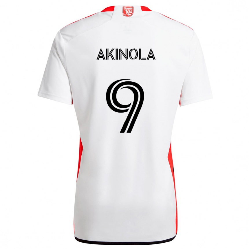 Kinder Fußball Ayo Akinola #9 Weiß Rot Auswärtstrikot Trikot 2024/25 T-Shirt Luxemburg