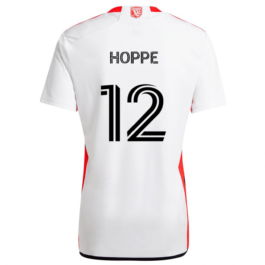 Kinder Fußball Matthew Hoppe #12 Weiß Rot Auswärtstrikot Trikot 2024/25 T-Shirt Luxemburg