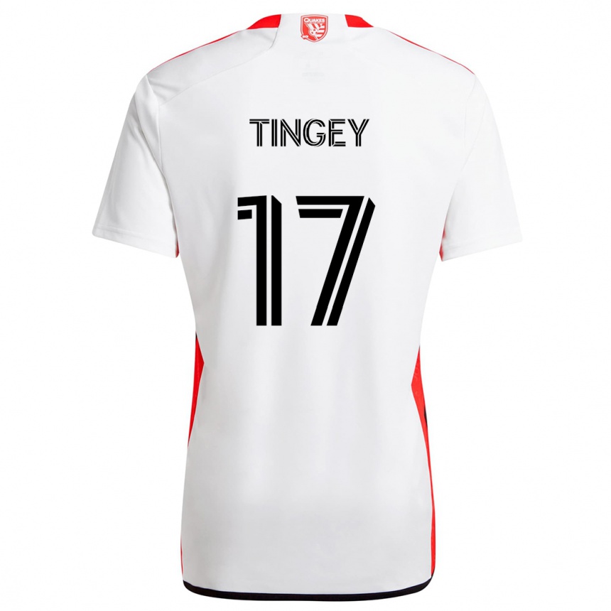 Kinder Fußball Keegan Tingey #17 Weiß Rot Auswärtstrikot Trikot 2024/25 T-Shirt Luxemburg