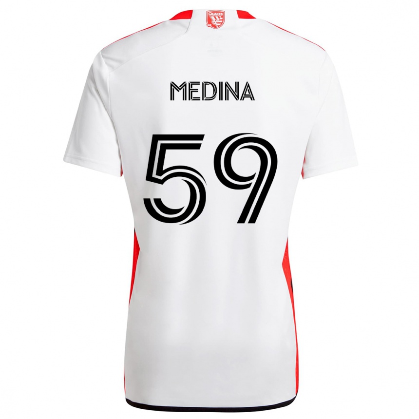 Kinder Fußball Cruz Medina #59 Weiß Rot Auswärtstrikot Trikot 2024/25 T-Shirt Luxemburg