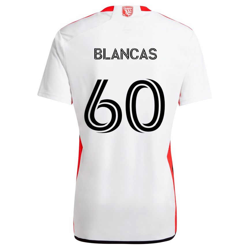 Kinder Fußball Eduardo Blancas #60 Weiß Rot Auswärtstrikot Trikot 2024/25 T-Shirt Luxemburg