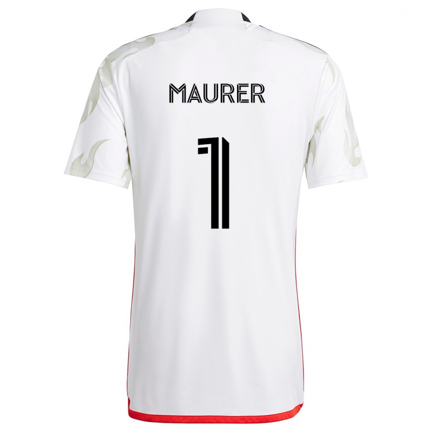 Kinder Fußball Jimmy Maurer #1 Weiß Rot Schwarz Auswärtstrikot Trikot 2024/25 T-Shirt Luxemburg