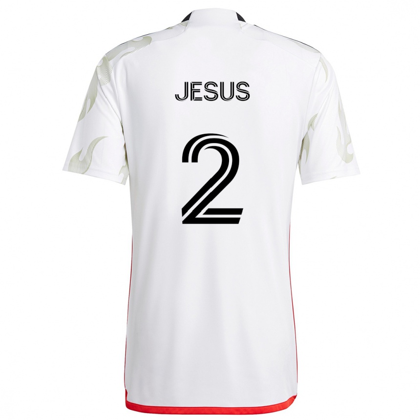 Kinder Fußball Geovane Jesus #2 Weiß Rot Schwarz Auswärtstrikot Trikot 2024/25 T-Shirt Luxemburg