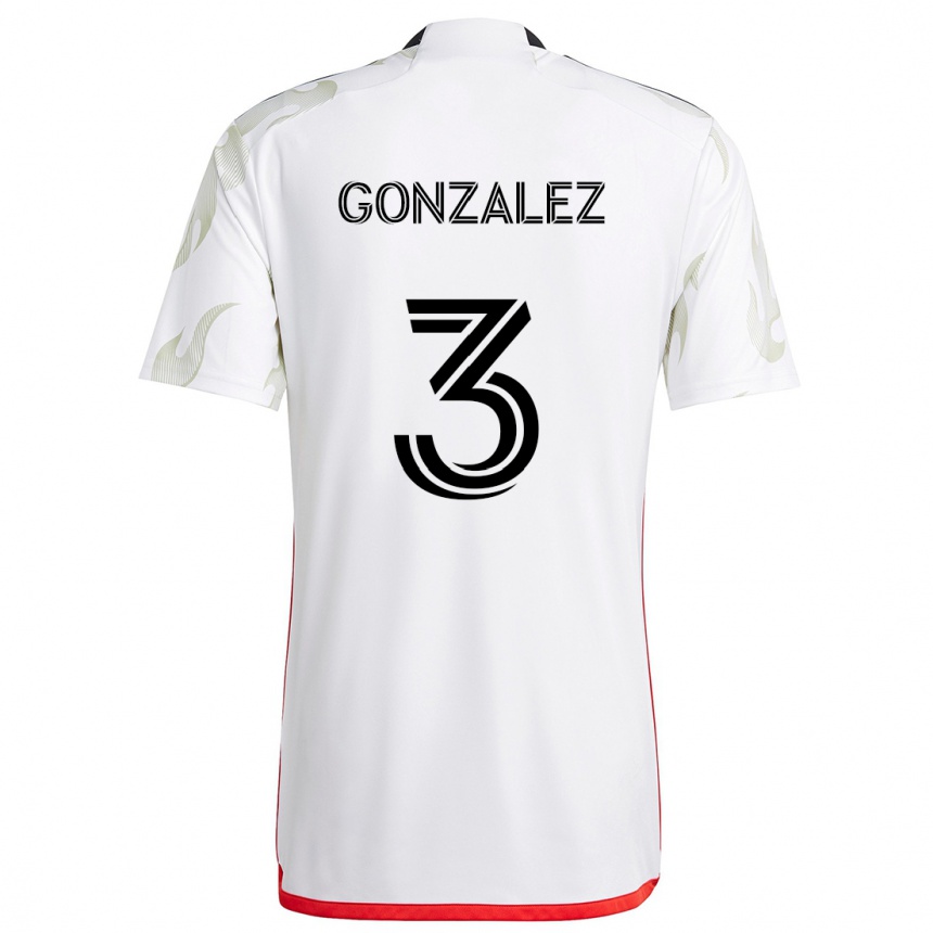 Kinder Fußball Omar González #3 Weiß Rot Schwarz Auswärtstrikot Trikot 2024/25 T-Shirt Luxemburg