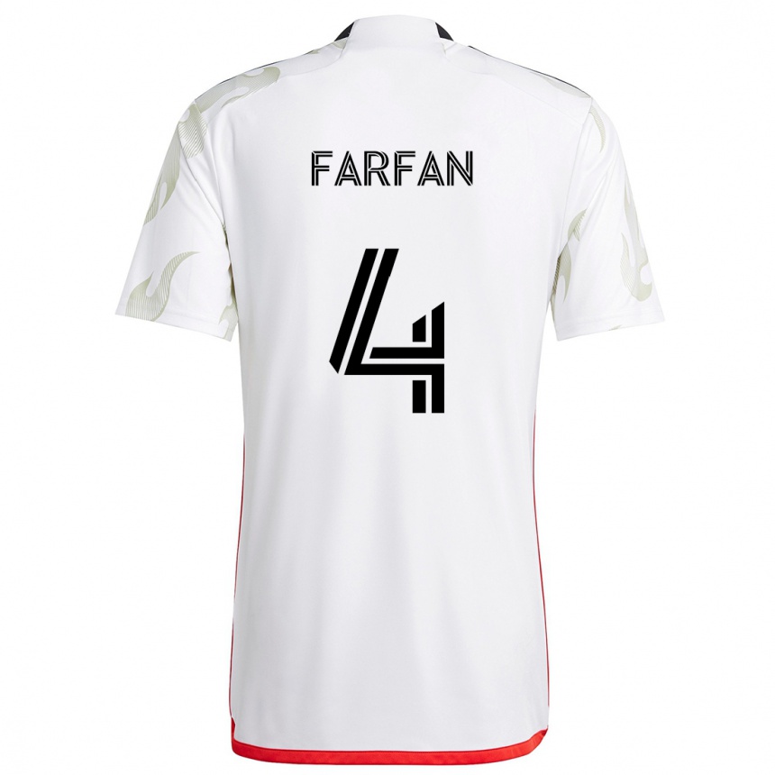 Kinder Fußball Marco Farfán #4 Weiß Rot Schwarz Auswärtstrikot Trikot 2024/25 T-Shirt Luxemburg