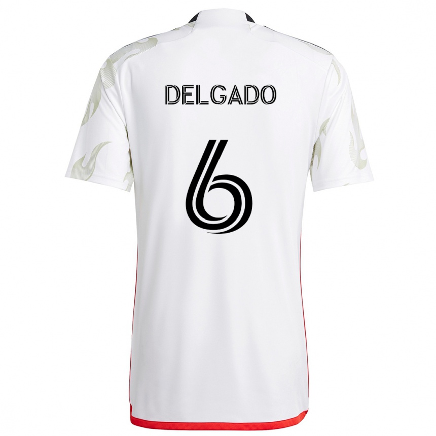 Kinder Fußball Patrickson Delgado #6 Weiß Rot Schwarz Auswärtstrikot Trikot 2024/25 T-Shirt Luxemburg