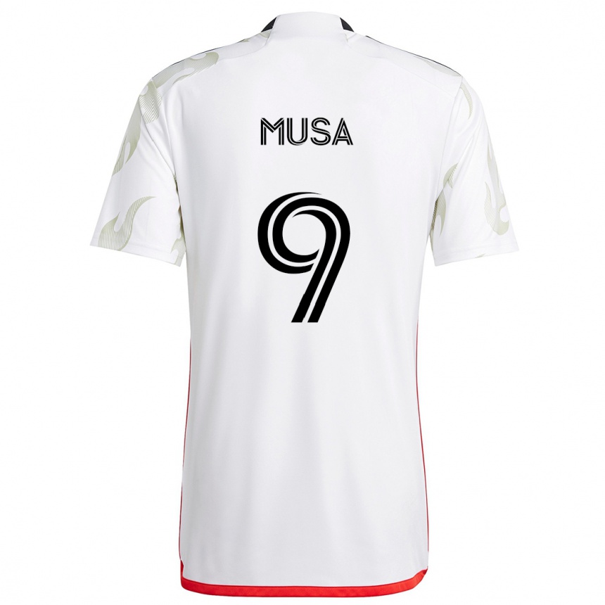 Kinder Fußball Petar Musa #9 Weiß Rot Schwarz Auswärtstrikot Trikot 2024/25 T-Shirt Luxemburg