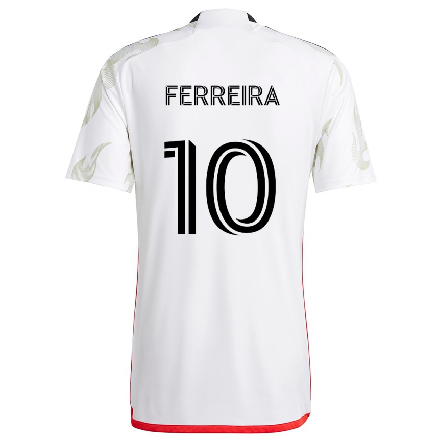 Kinder Fußball Jesús Ferreira #10 Weiß Rot Schwarz Auswärtstrikot Trikot 2024/25 T-Shirt Luxemburg