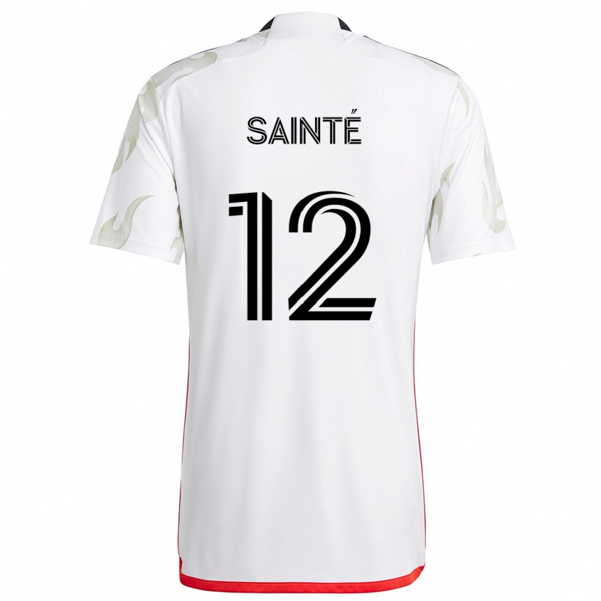 Kinder Fußball Carl Sainté #12 Weiß Rot Schwarz Auswärtstrikot Trikot 2024/25 T-Shirt Luxemburg