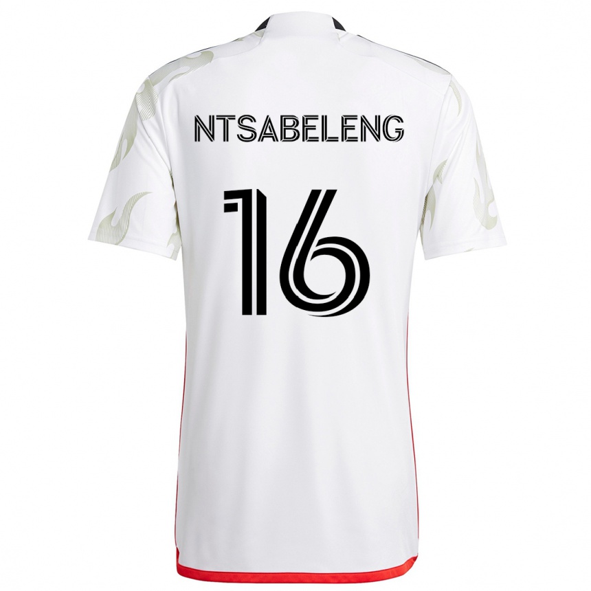 Kinder Fußball Tsiki Ntsabeleng #16 Weiß Rot Schwarz Auswärtstrikot Trikot 2024/25 T-Shirt Luxemburg