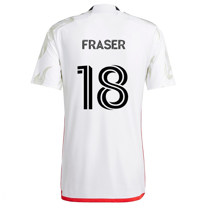 Kinder Fußball Liam Fraser #18 Weiß Rot Schwarz Auswärtstrikot Trikot 2024/25 T-Shirt Luxemburg