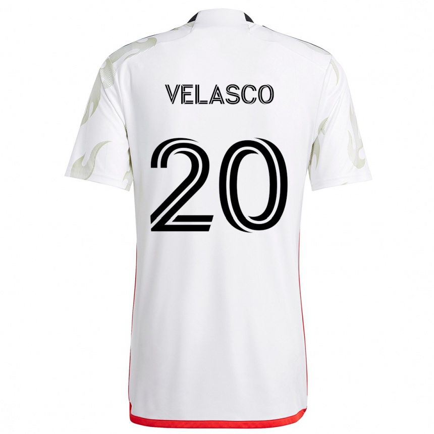 Kinder Fußball Alan Velasco #20 Weiß Rot Schwarz Auswärtstrikot Trikot 2024/25 T-Shirt Luxemburg