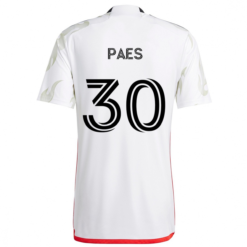 Kinder Fußball Maarten Paes #30 Weiß Rot Schwarz Auswärtstrikot Trikot 2024/25 T-Shirt Luxemburg