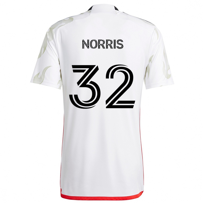 Kinder Fußball Nolan Norris #32 Weiß Rot Schwarz Auswärtstrikot Trikot 2024/25 T-Shirt Luxemburg