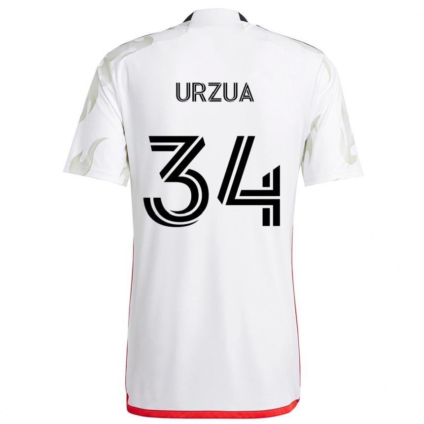 Kinder Fußball Alejandro Urzua #34 Weiß Rot Schwarz Auswärtstrikot Trikot 2024/25 T-Shirt Luxemburg