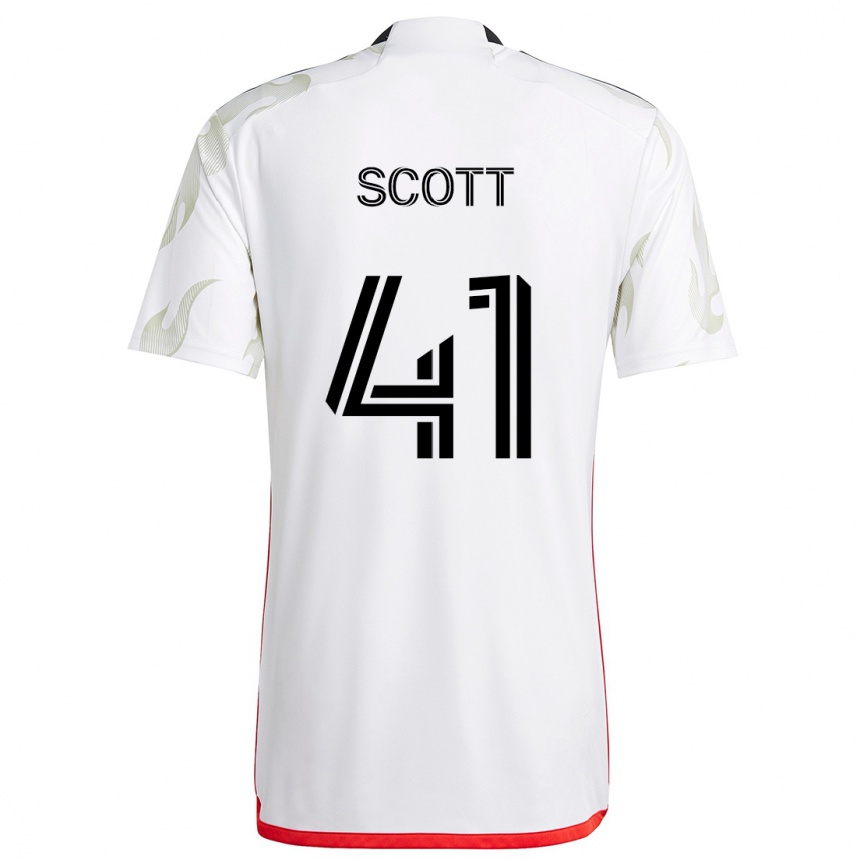 Kinder Fußball Tarik Scott #41 Weiß Rot Schwarz Auswärtstrikot Trikot 2024/25 T-Shirt Luxemburg