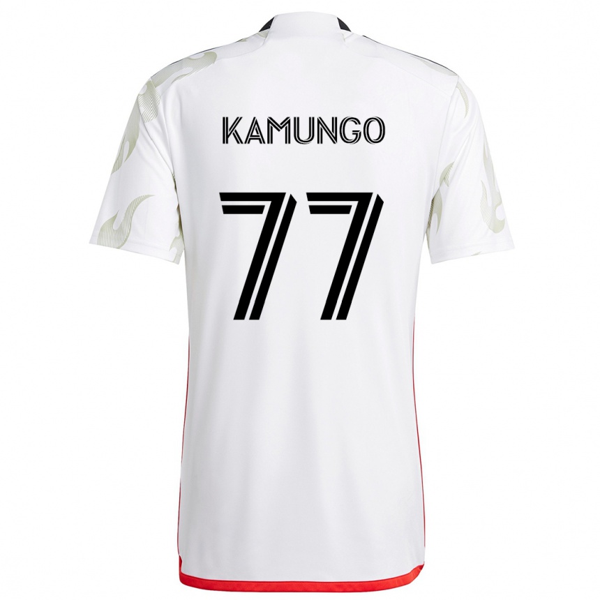 Kinder Fußball Bernard Kamungo #77 Weiß Rot Schwarz Auswärtstrikot Trikot 2024/25 T-Shirt Luxemburg