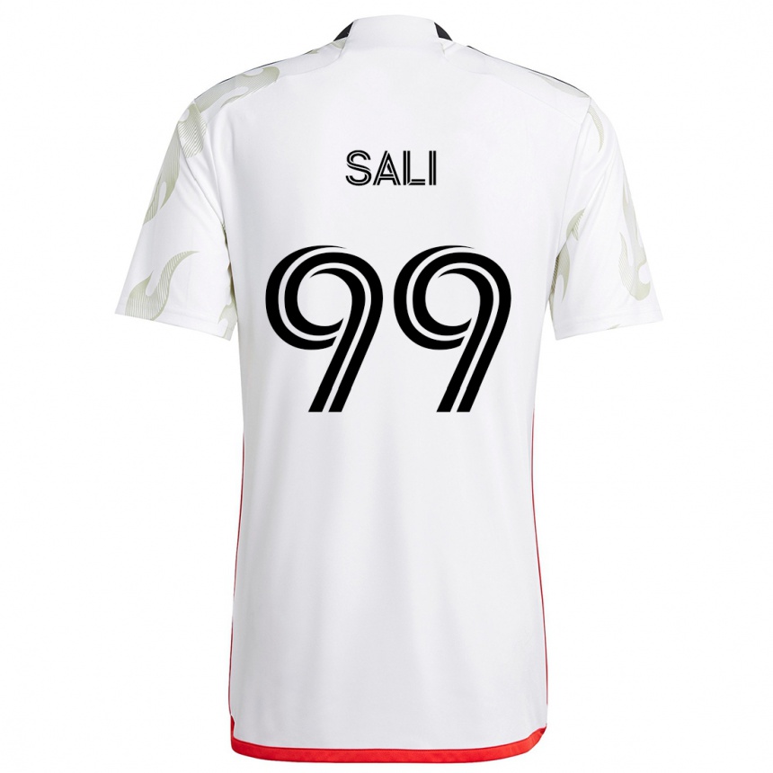 Kinder Fußball Enes Sali #99 Weiß Rot Schwarz Auswärtstrikot Trikot 2024/25 T-Shirt Luxemburg