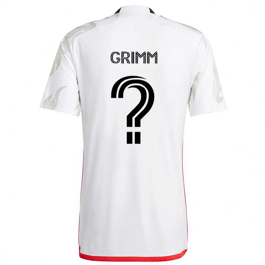 Kinder Fußball Mason Grimm #0 Weiß Rot Schwarz Auswärtstrikot Trikot 2024/25 T-Shirt Luxemburg