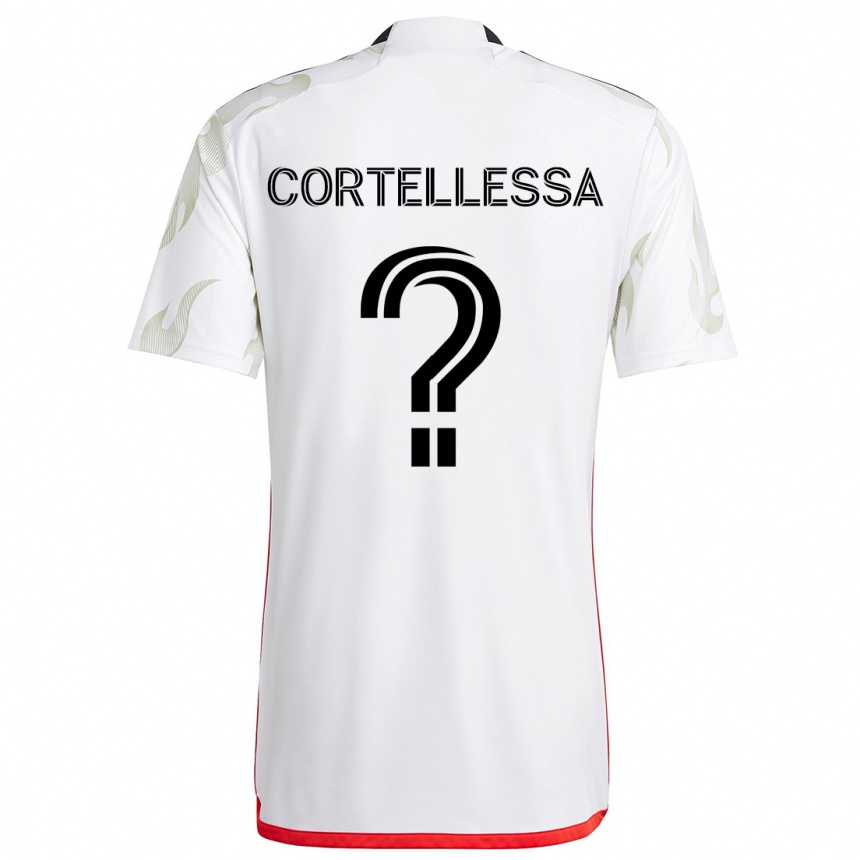 Kinder Fußball Michael Cortellessa #0 Weiß Rot Schwarz Auswärtstrikot Trikot 2024/25 T-Shirt Luxemburg