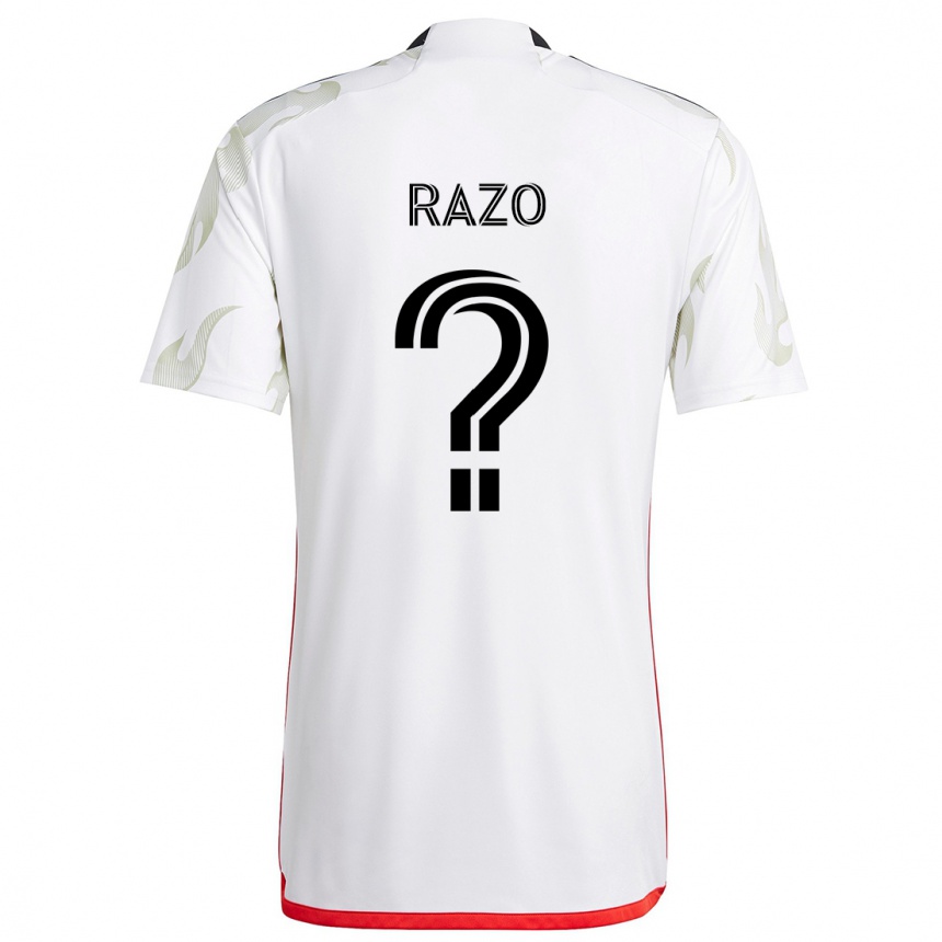 Kinder Fußball Edgar Razo #0 Weiß Rot Schwarz Auswärtstrikot Trikot 2024/25 T-Shirt Luxemburg