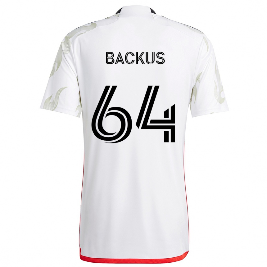 Kinder Fußball Braeden Backus #64 Weiß Rot Schwarz Auswärtstrikot Trikot 2024/25 T-Shirt Luxemburg