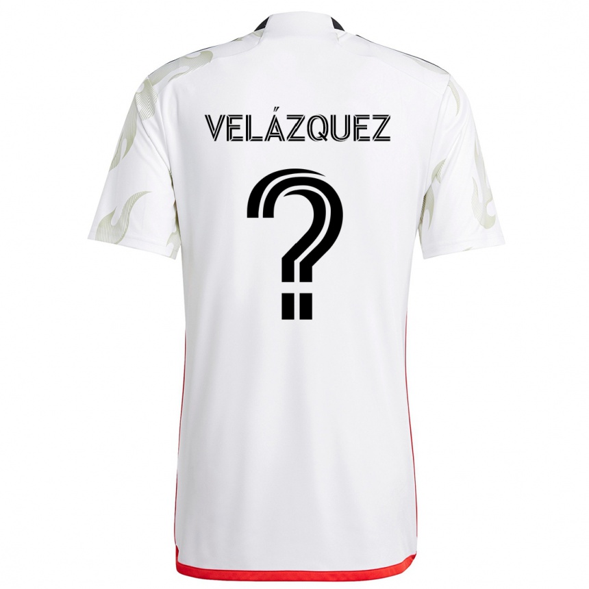 Kinder Fußball Ougir Velázquez #0 Weiß Rot Schwarz Auswärtstrikot Trikot 2024/25 T-Shirt Luxemburg