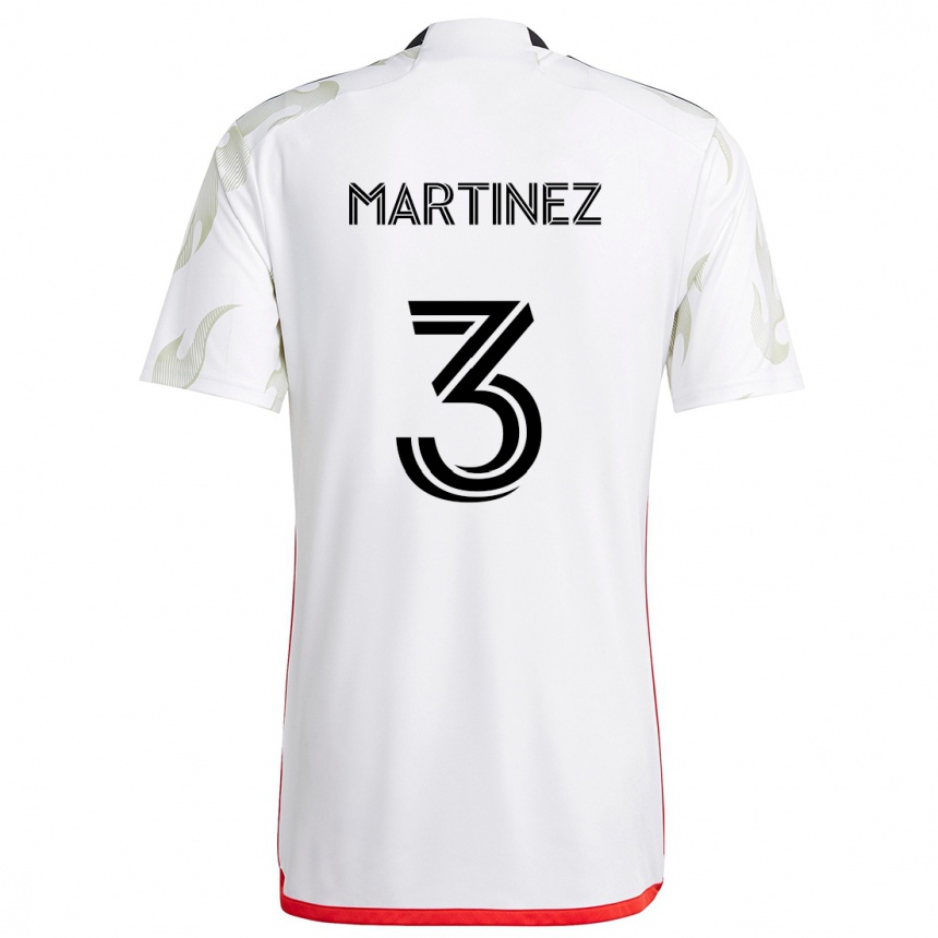 Kinder Fußball José Antonio Martínez #3 Weiß Rot Schwarz Auswärtstrikot Trikot 2024/25 T-Shirt Luxemburg