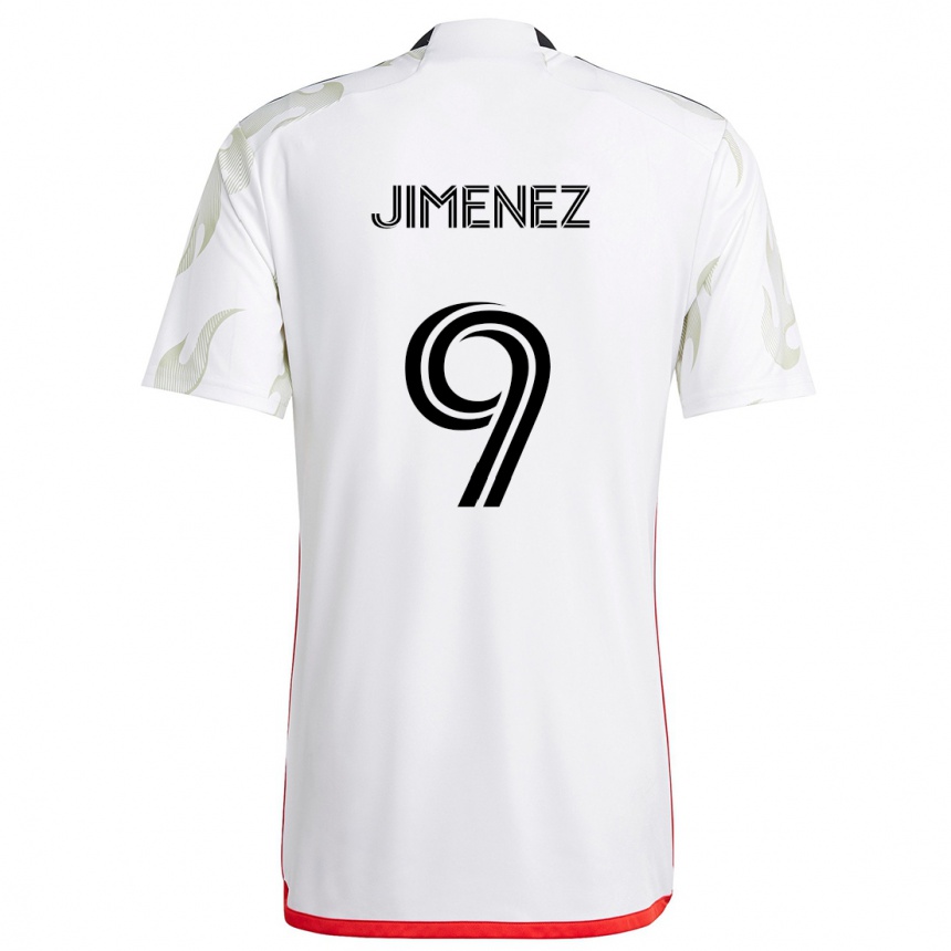 Kinder Fußball Jesús Jiménez #9 Weiß Rot Schwarz Auswärtstrikot Trikot 2024/25 T-Shirt Luxemburg